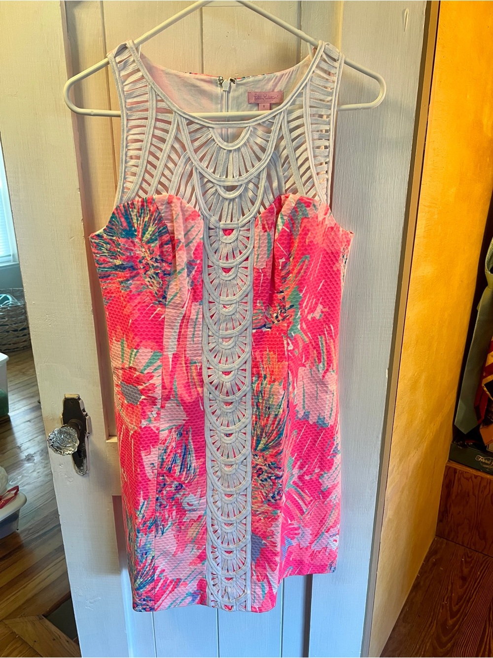 Lilly Pulitzer Pink Mosaic Lace-Trim Dress